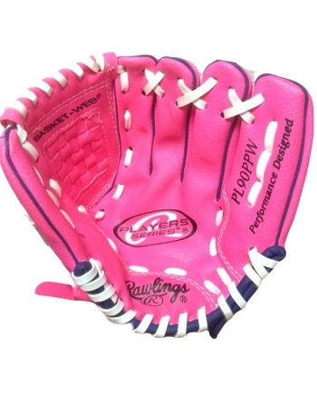 rawlings kids' players series 9" youth baseball glove, right hand throw pink