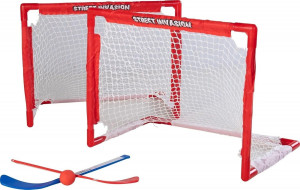 Home Deluxe Mini Hockey Set, 2 Deluxe Mini Nets, 2 Pro-Style Curved Mini Sticks, Foam Ball, Carrying Bag