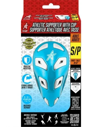 future stars athletic supporter with jock cup and support strap adult small size anti microbial, machine washable, pro style protective gear