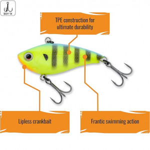 tpe soft vibe 2 1/2 inch 3/4 oz sinking chartreuse tiger