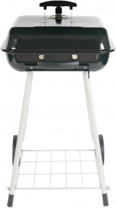 Home Square Steel Charcoal Grill with Wheels, Black