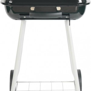 square steel charcoal grill with wheels, black