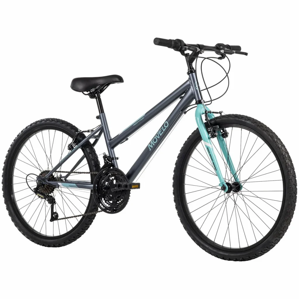 Sale movelo algonquin 24 inch mountain bike for girls, 18 speed, grey/blue