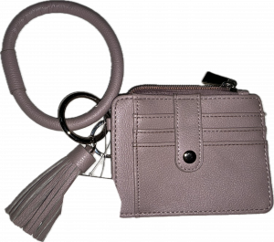 TIME AND TRU Leather Wallet Bracelet Keychain with a Credit Card Holder – Beige